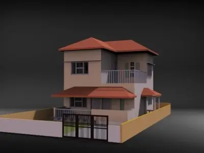 Indian House or Villa with basic interior furniture 3D model