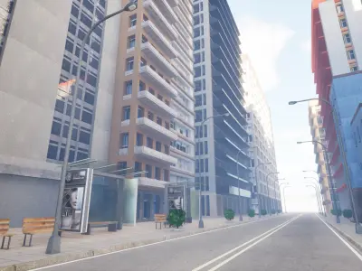 City Downtown Skyscraper Street - Unreal - Lot 04 Low-poly 3D model