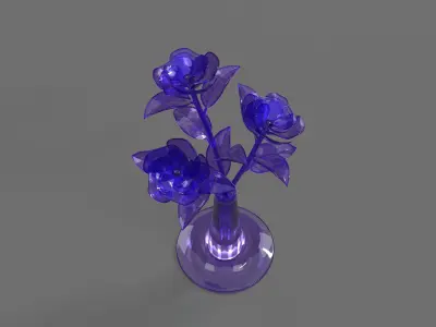 Glass Flower Showpiece Purple 3D model
