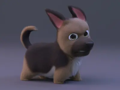 Cute cartoon dog 3D model