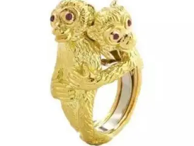 Ring with cute monkey 3D print model