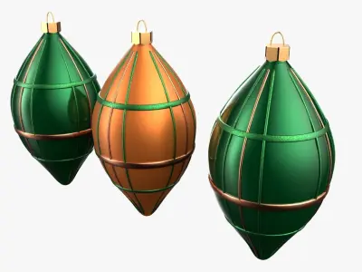 Christmas Tree Ornament Set6 - Green Orange 3D model