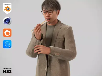 Modular Character - Asian Casual Man - MS2 Low-poly 3D model