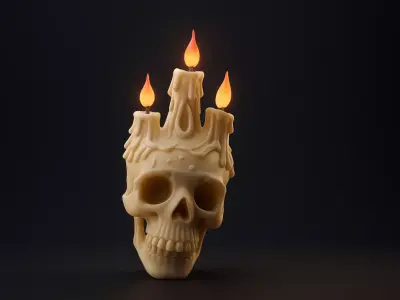 Gothic Skull Candle Holder Creepy Halloween Decor  3D print model