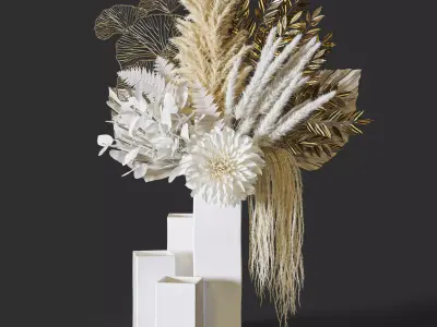 Flower Set 055 Pampas gold leaves 3D model