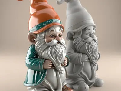 Charming Gnome 3D Model STL File for Printing 3D print model