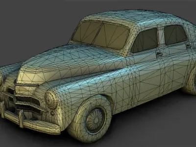 Old Rusted Car Low-poly 3D model