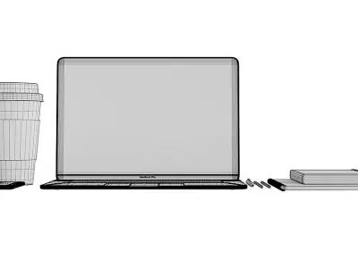 Workplace With Macbook BLENDER 3D Model Cycles 3D model