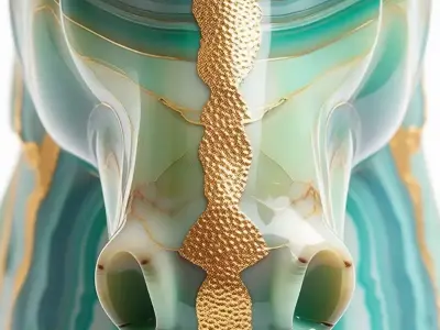 Green Agate Horse Sculpture Crystal Equine Gold Veins 3D Model Low-poly 3D model