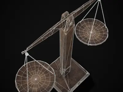 Old Wooden Scale Low-poly 3D model