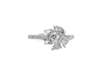 Unique Multi-Shaped Diamond Engagement Ring 3D print model