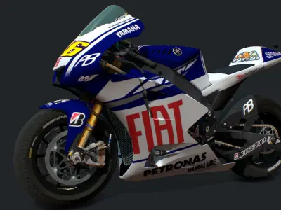 Yamaha Racing Bike Low-poly 3D model