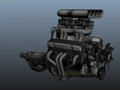 Hot Rod Drag Racing Engine 3D print model