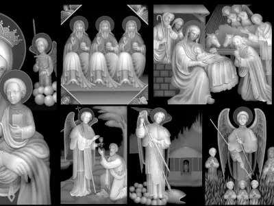 Collection 1 to 6 bronze medallion with knight 3D print model