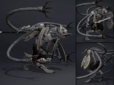 Ghost Spearman Tentacle Low-poly 3D model