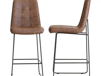 Crate and Barrel Naomi Leather Bar Stool 3D model