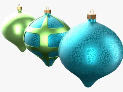 Christmas Tree Ornament Set8 - Turquoise Green  Low-poly 3D model