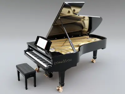 Grand Piano full detailed with Rig 3D model