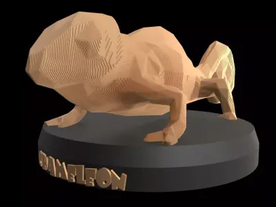 Parametric Chameleon Low-poly 3D model