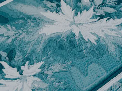 4K Embroidered artwork carpet with white and blue flowers Low-poly 3D model