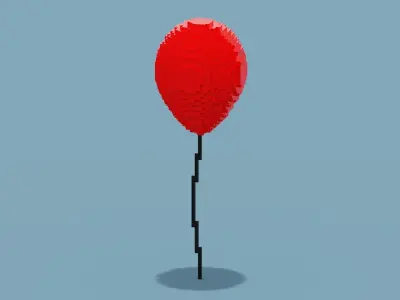 Voxel Red Balloon Low-poly 3D model
