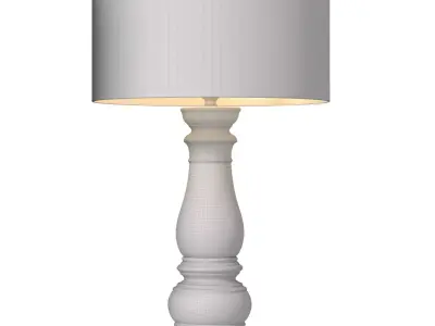 Rustic Distressed Nightstand Table Lamp with Carved Wood Base 3D model