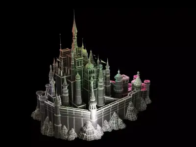 Golden castle  Low-poly 3D model