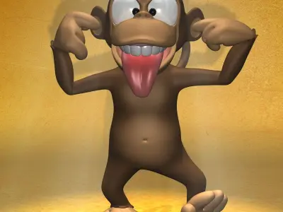 Cartoon monkey RIGGED Low-poly 3D model