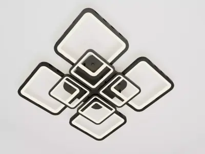 A modern square-shaped LED chandelier 3D model