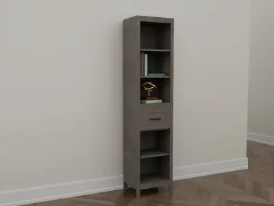 Narrow Storage Cabinet with Drawer and 5 Tier Shelf Low-poly 3D model