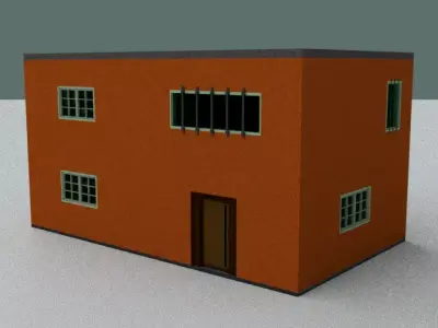 Simple Orange Building Low-poly 3D model