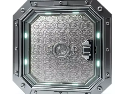 SciFi Vault Door model pack  highly detailed metallic structure Low-poly 3D model