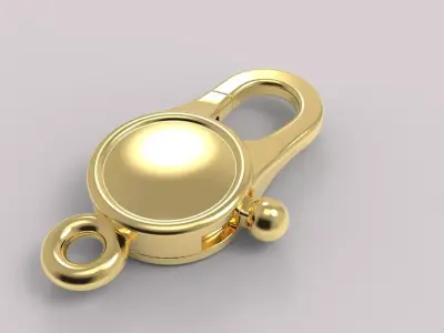 Lock 3 1 gold plated clasp with ball 3D print model