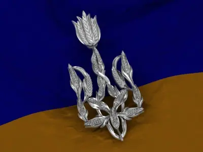 Trident tulip brooch 3D print model