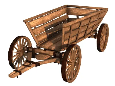 Wooden Cart Free low-poly 3D model