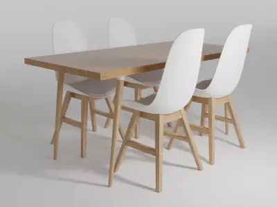 Dining table with chairs 3D model
