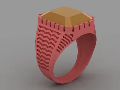 Beautiful emerald  cut  gents ring jewelry 3D print model