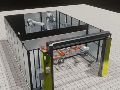 Industrial - FULL Procees 3D Simulation Sport Welding Robot ABB Low-poly 3D model