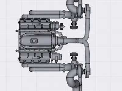 Twin Turbo Hemi Supercharged Complete High Detail 3D print model 3D print model