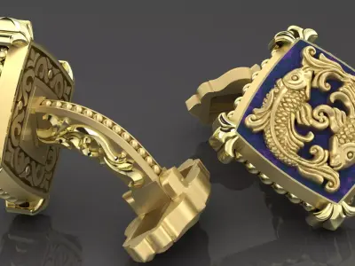 Zodiac signs Cufflinks Fish 3D print model