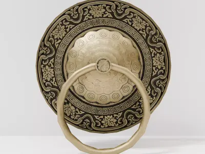 Chinese Style Ornamental Door Knocker 7 - Low Poly PBR Model Low-poly 3D model