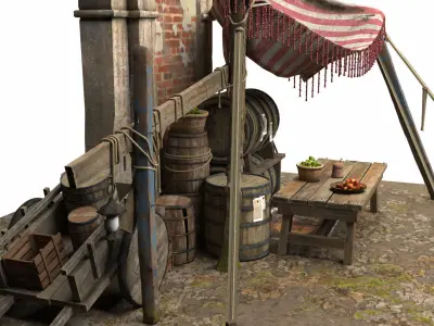 Medieval Market Scene 3D model