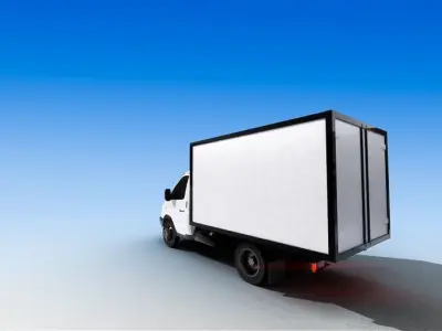 GAZ-3302 Low Poly delivery truck on sky Low-poly 3D model