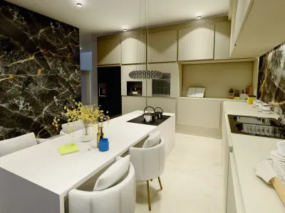 LUXURY LIVING ROOM AND KITCHEN VILLA MODERN INTERIOR DESIGN Low-poly 3D model