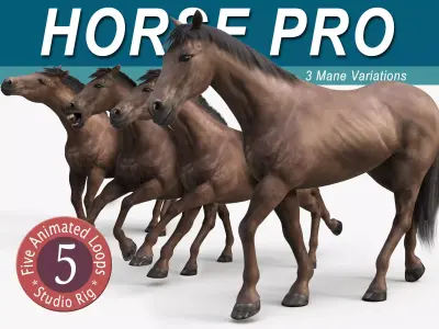 Horse PRO - Dark Brown 3D model