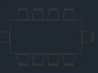 Dynamic Table with Chairs Block - Adjustable Size and Seating 3D model