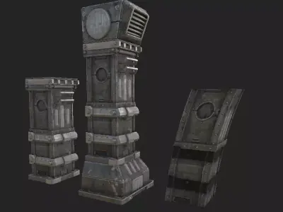 Metalic Pilar Low-poly 3D model