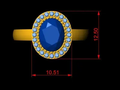 ladies Stone Ring  3D print model