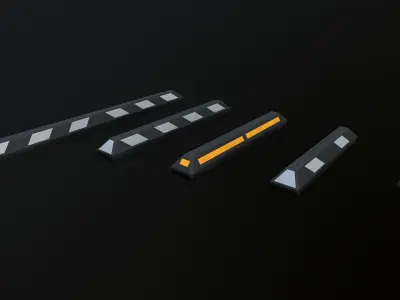 Rubber Car Parking Wheel Stopper Game-ready Low-poly 3D model Low-poly 3D model