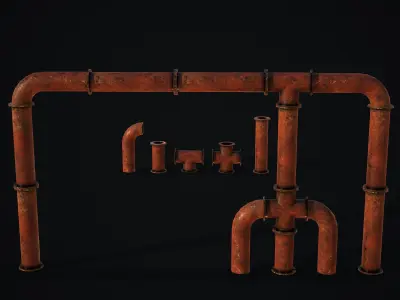 Piping pipes and pipes Low-poly 3D model